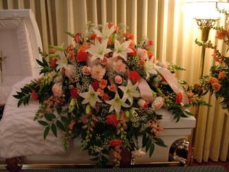 Pink and White Casket Spray