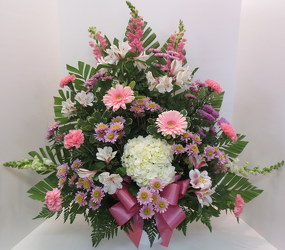 Pink and Lavender Tribute from Lesher's Flowers, local St. Louis Florist since 1973