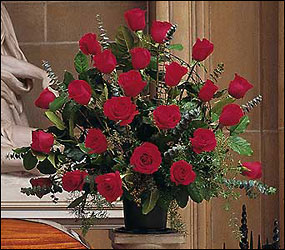 Blooming Red Roses Basket