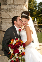 Fall Bride & Groom from Lesher's Flowers, local St. Louis Florist since 1973