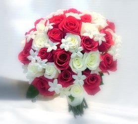 Hot Pink and White Rose Bridal Bouquet from Lesher's Flowers, local St. Louis Florist since 1973