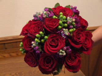 Red Rose Bridal Bouquet from Lesher's Flowers, local St. Louis Florist since 1973