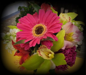 Cymbidium & Gerbera Bouquet from Lesher's Flowers, local St. Louis Florist since 1973