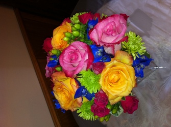Bright Summer Rose Bridesmaid Bouquet from Lesher's Flowers, local St. Louis Florist since 1973