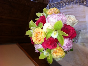 Orchids and Peonies Bridal Bouquet from Lesher's Flowers, local St. Louis Florist since 1973