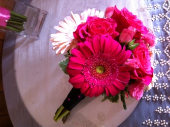 Hot Pink Gerber Bridesmaid Bouquet from Lesher's Flowers, local St. Louis Florist since 1973