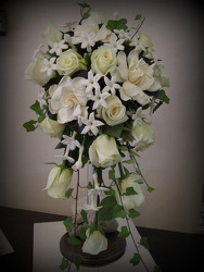 White Rose and Gardenia Cascade from Lesher's Flowers, local St. Louis Florist since 1973