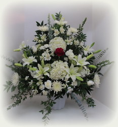 Sacred Heart Arrangement from Lesher's Flowers, local St. Louis Florist since 1973