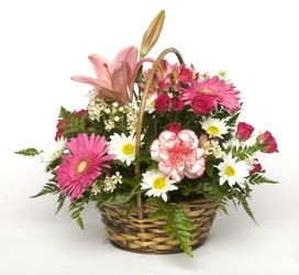 Pretty Pink Basket from Lesher's Flowers, local St. Louis Florist since 1973