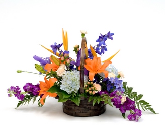 Bright Basket from Lesher's Flowers, local St. Louis Florist since 1973