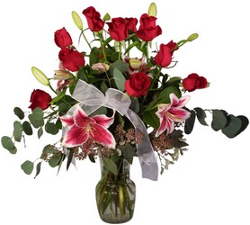 Lovely Lillies and Roses from Lesher's Flowers, local St. Louis Florist since 1973